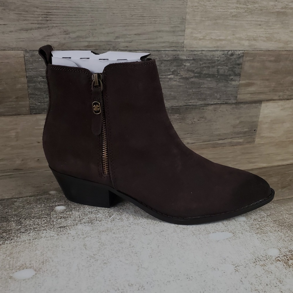 Lucky Brand LP-Anurla Womens Ankle Booties Sz 8.5 M Chocolate Cow Suede Side Zip